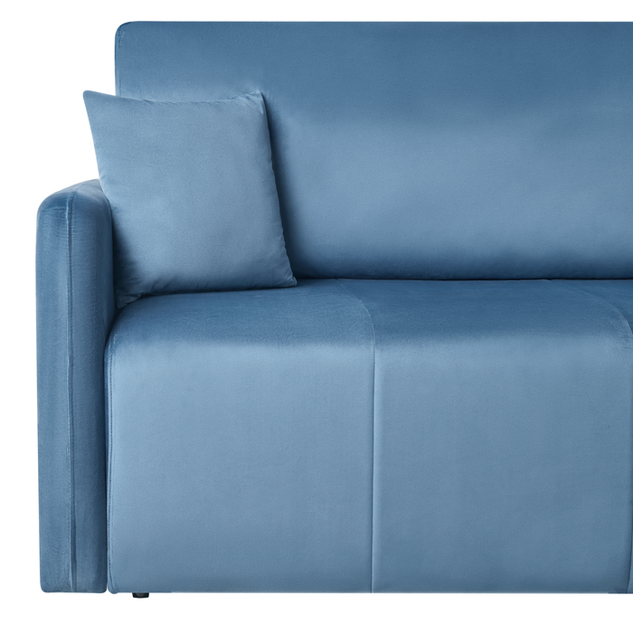 Beliani - EGGE - Driezitsbank - Blauw - Fluweel