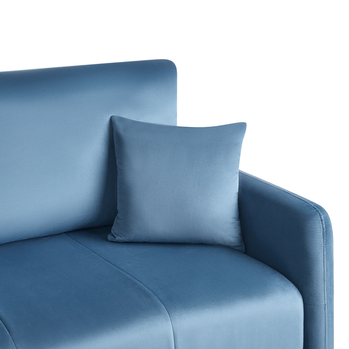 Beliani - EGGE - Driezitsbank - Blauw - Fluweel