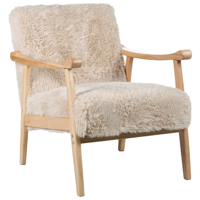 Beliani - LEKNES - Fauteuil - Lichtbeige - Kunstbont