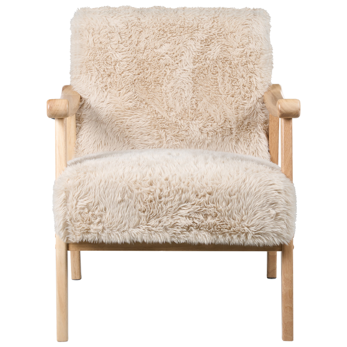 Beliani - LEKNES - Fauteuil - Lichtbeige - Kunstbont