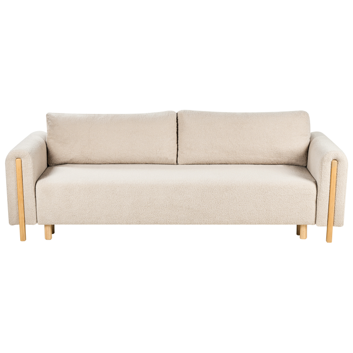 Beliani - KVAM - Slaapbank 3-zits opbergruimte - Beige - Bouclé