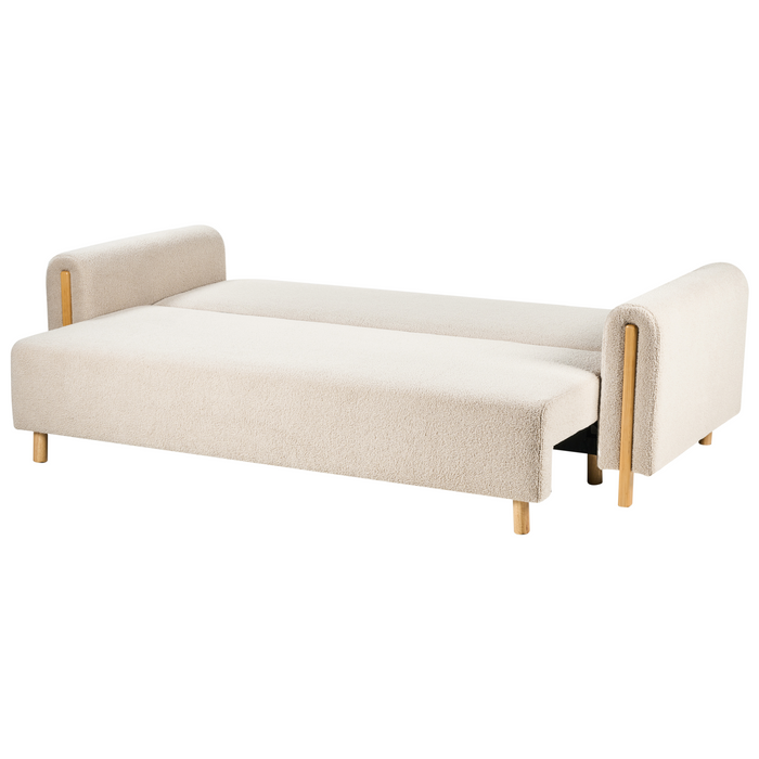 Beliani - KVAM - Slaapbank 3-zits opbergruimte - Beige - Bouclé