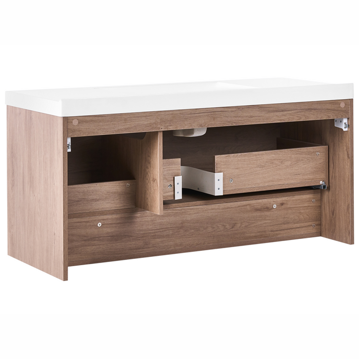 Beliani-UMAYO-Wandgemonteerd meubel met wasbak-Lichtbruin-120 cm-MDF