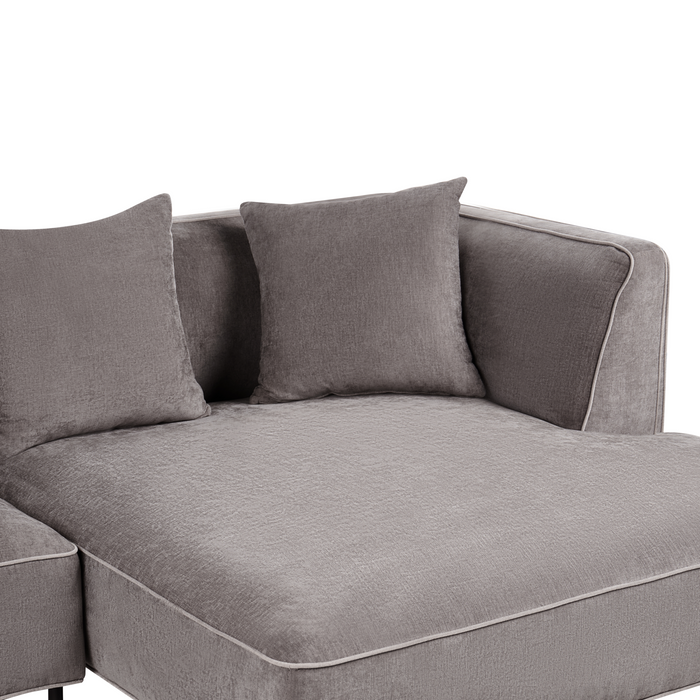 Beliani - SATER - Hoekbank 3-zits - Taupe - Linkszijdig - Chenille