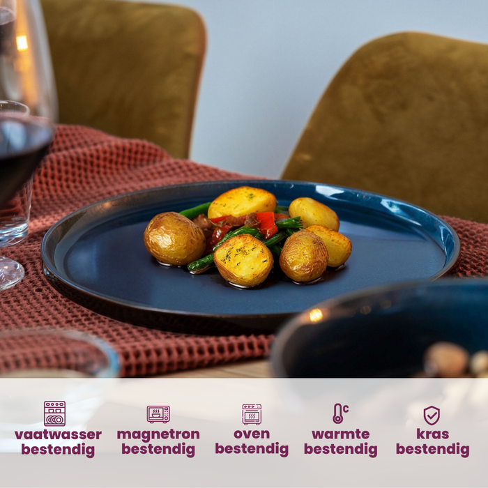 Cosy & Trendy Diepe Borden | Pastaborden - Quintana Blue ø 23 cm | H 4.3 cm - 4 Stuks