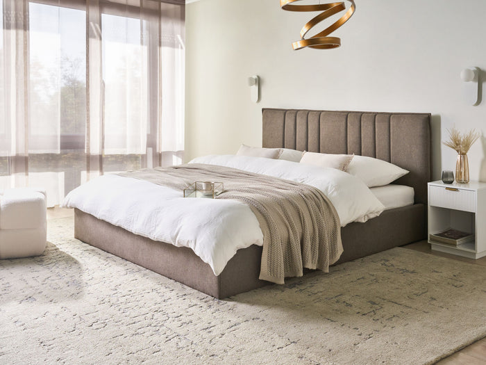 Beliani - TARASCON - Tweepersoonsbed - Taupe - 180 x 200 cm - Stof
