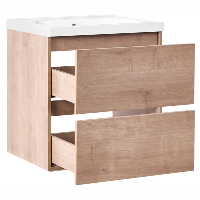 Beliani-LAGOA -Wandgemonteerd meubel met wasbak-Lichtbruin-60 cm-MDF