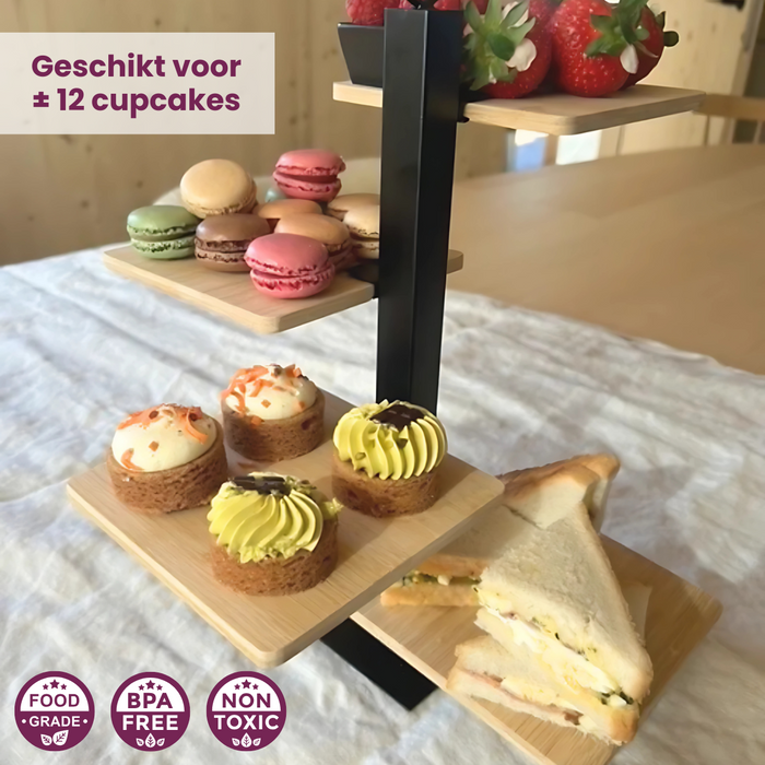 Cosy & Trendy Etagere 4 Laags | Serveertoren + Schaaltje - Zwart Metaal