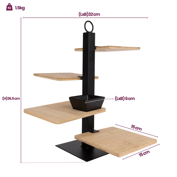 Cosy & Trendy Etagere 4 Laags | Serveertoren + Schaaltje - Zwart Metaal