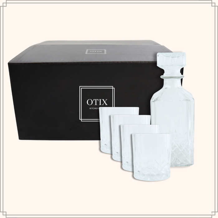 OTIX Whiskey Karaf 4 glazen 5-delig Transparant 900|230 ml Glas
