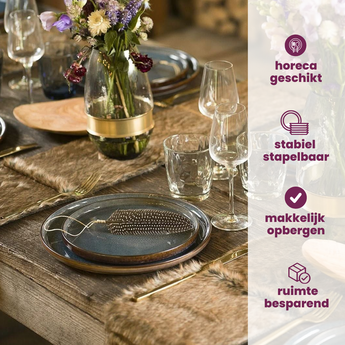 Cosy & Trendy Ontbijtborden | Dessertborden - Quintana Blue ø 22 cm - 4 Stuks