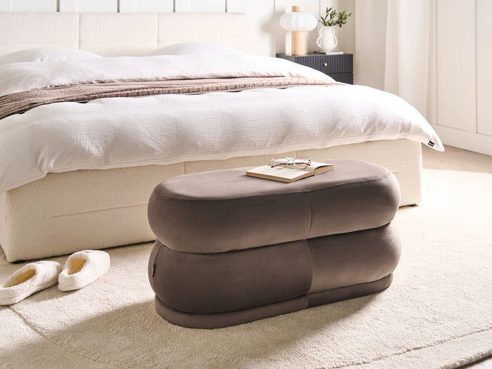 Beliani - ELLENDALE - Bankje - Donkerbruin - Fluweel