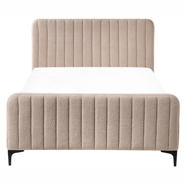 Beliani - LUNAN - Tweepersoonsbed - Beige - 120 x 200 cm - Bouclé