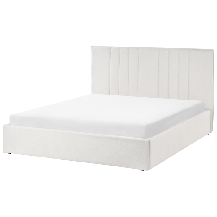 Beliani-TARASCON-Tweepersoonsbed-Lichtbeige-140 x 200 cm-Stof