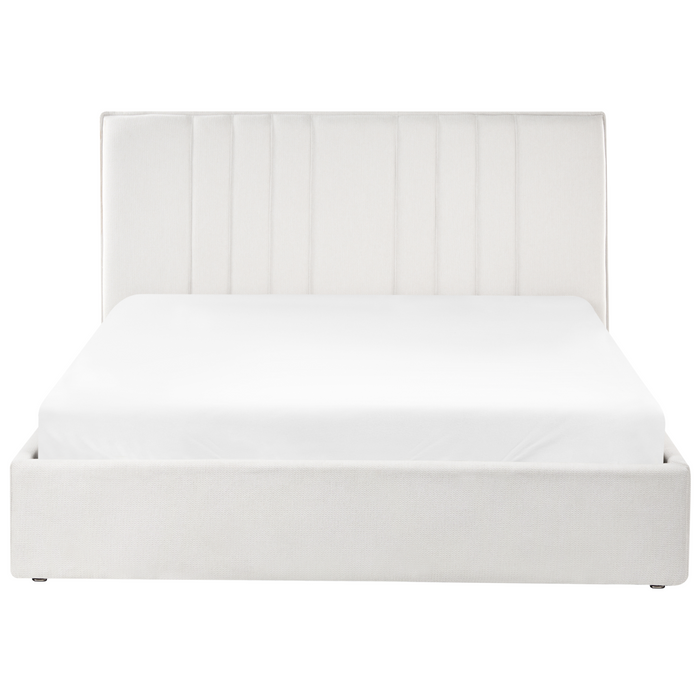 Beliani-TARASCON-Tweepersoonsbed-Lichtbeige-140 x 200 cm-Stof