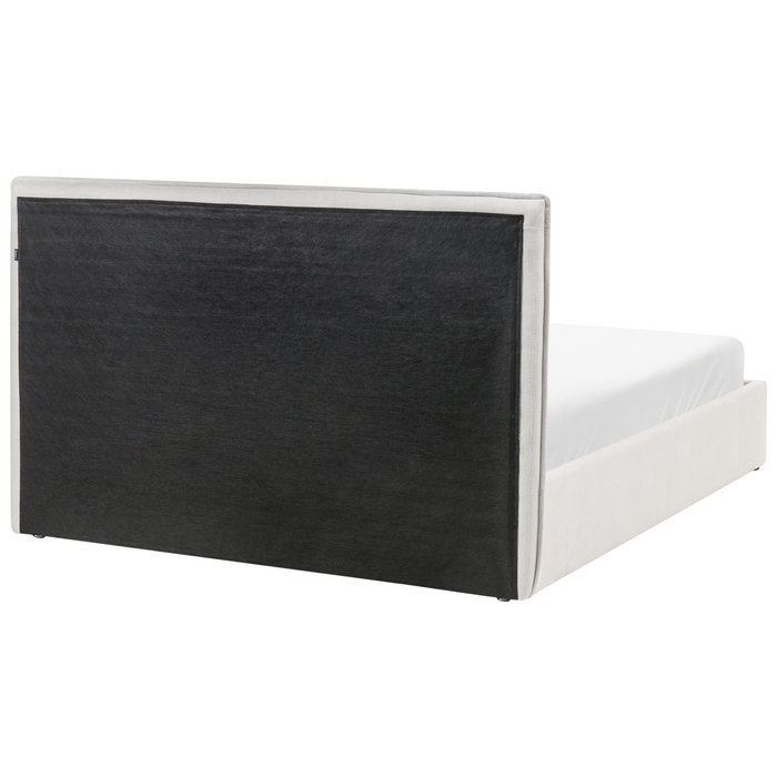 Beliani-TARASCON-Tweepersoonsbed-Lichtbeige-140 x 200 cm-Stof