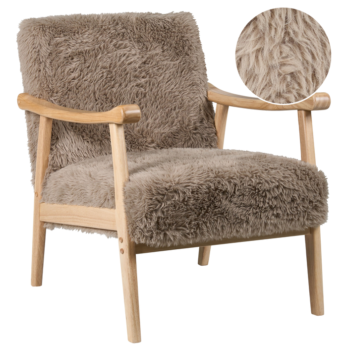 Beliani - LEKNES - Fauteuil - Taupe - Kunstbont