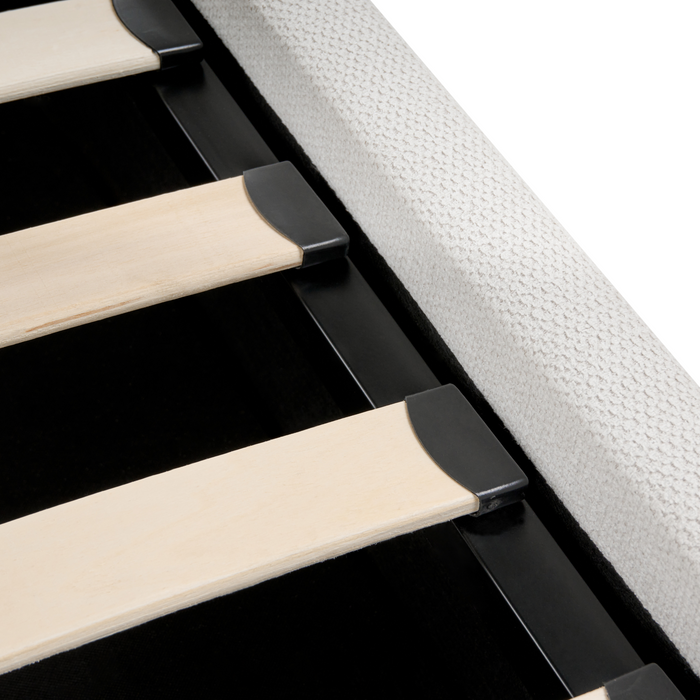 Beliani-TARASCON-Tweepersoonsbed-Lichtbeige-140 x 200 cm-Stof