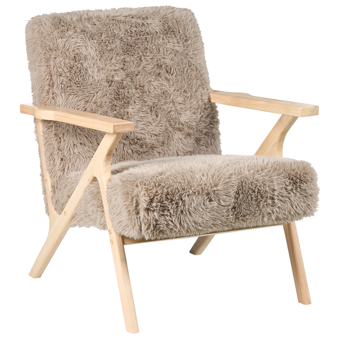Beliani - KISA - Fauteuil - Taupe - Kunstbont