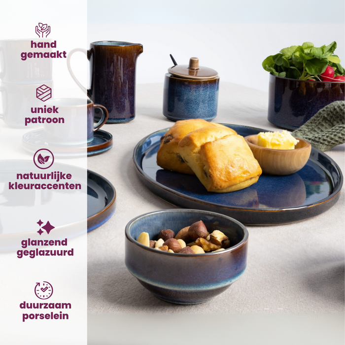 Cosy & Trendy Ontbijtborden | Dessertborden - Quintana Blue ø 22 cm - 4 Stuks