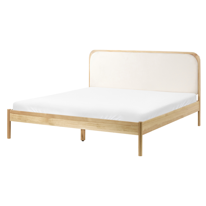 Beliani-DOSCHES-Tweepersoonsbed-Lichtbruin-160 x 200 cm-Grenenhout