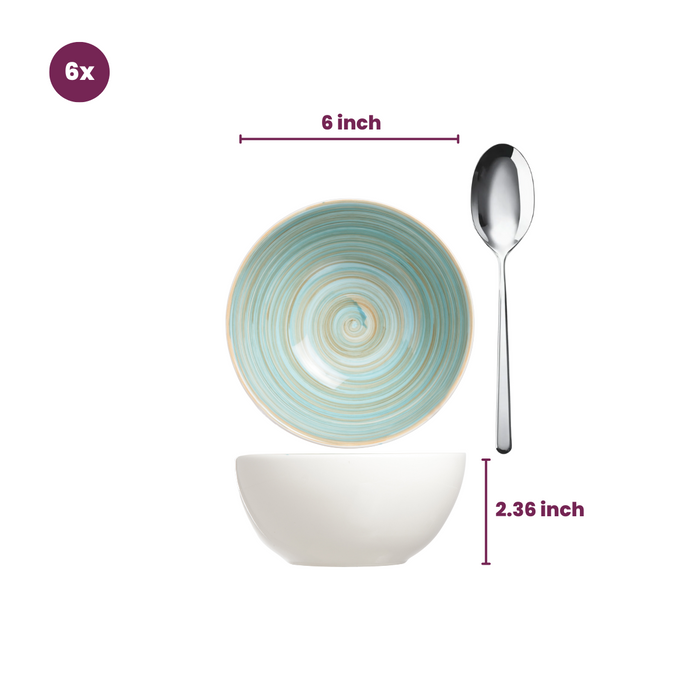 Cosy & Trendy Soepkommen Turbolino Blauw ø 15 cm - 6 stuks | 500 ml - 6 stuks