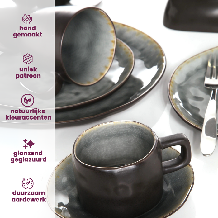 Cosy & Trendy Soepkommen | Kommen - Laguna Blue Grey - 14 x 14 cm - 4 Stuks