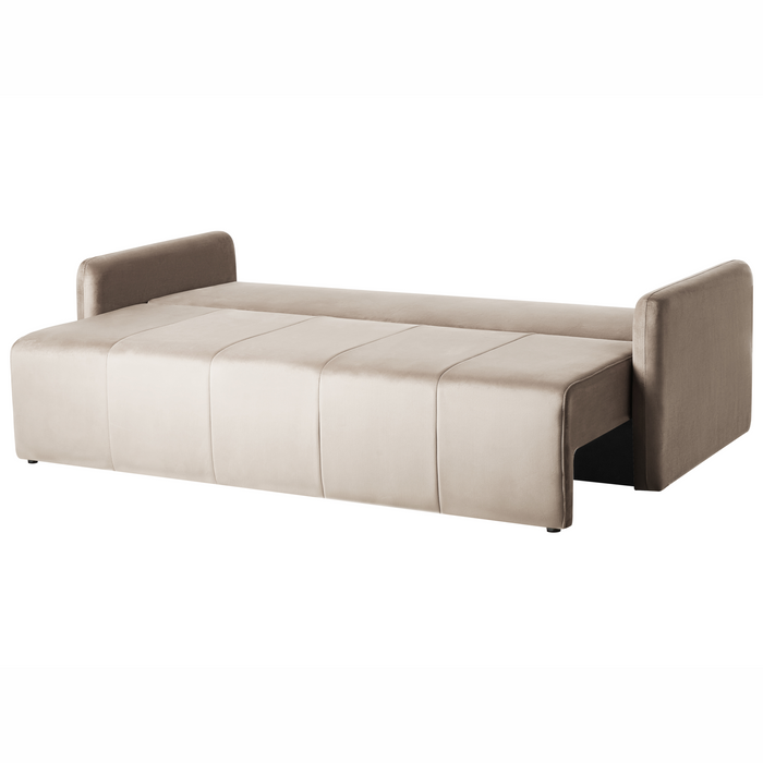 Beliani - EGGE - Driezitsbank - Taupe - Fluweel