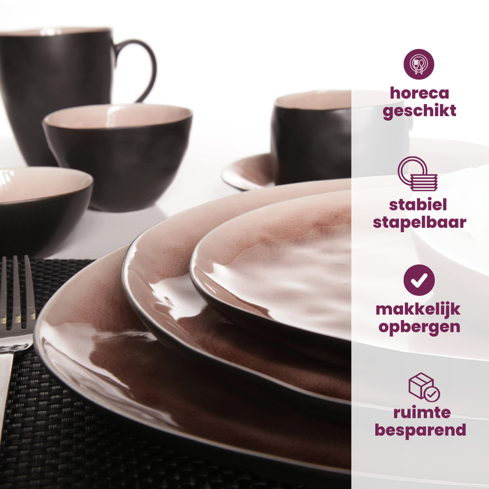 Cosy & Trendy Dinerborden Laguna Old Rose - 27 x 23 cm - 4 Stuks