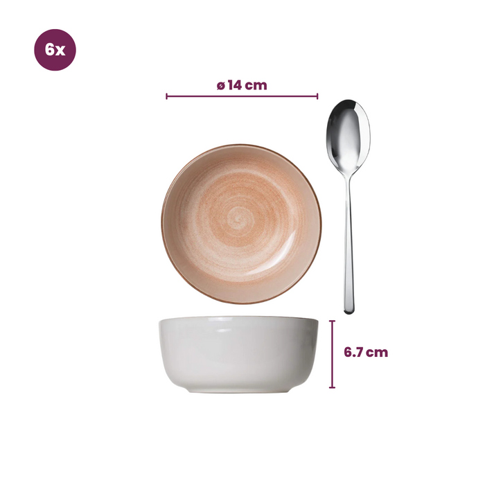 Cosy & Trendy Kommen Baltic Peach ø 14 cm - 6 stuks