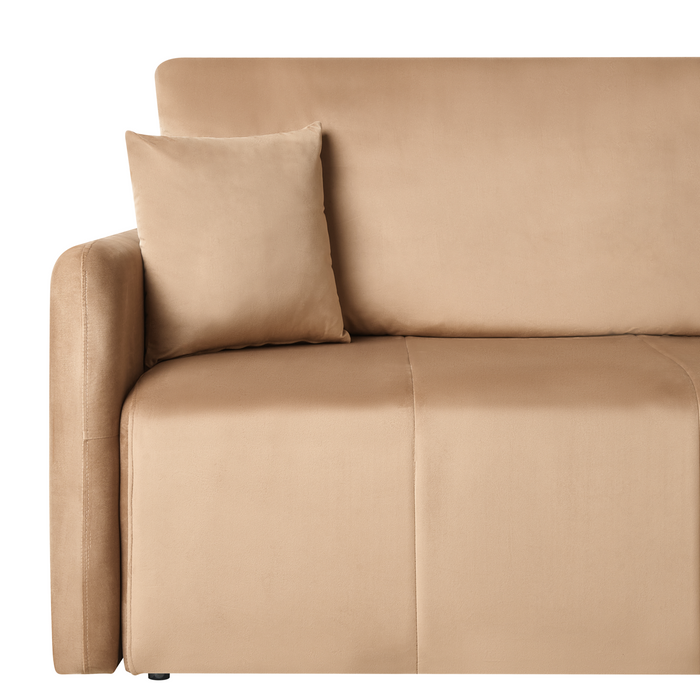 Beliani - EGGE - Driezitsbank - Lichtbruin - Fluweel