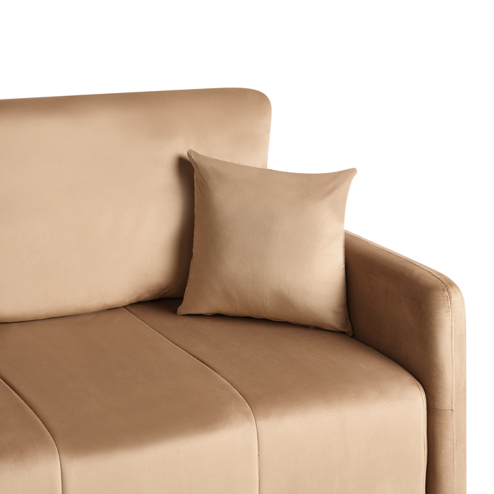 Beliani - EGGE - Driezitsbank - Lichtbruin - Fluweel