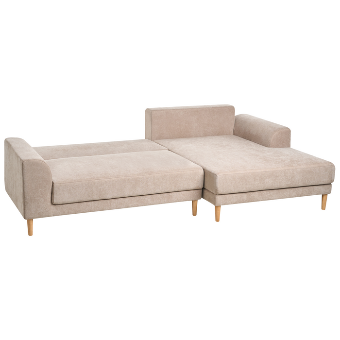 Beliani-NUBORG-Hoekslaapbank 3-zits-Lichtbruin-Linkszijdig-Chenille