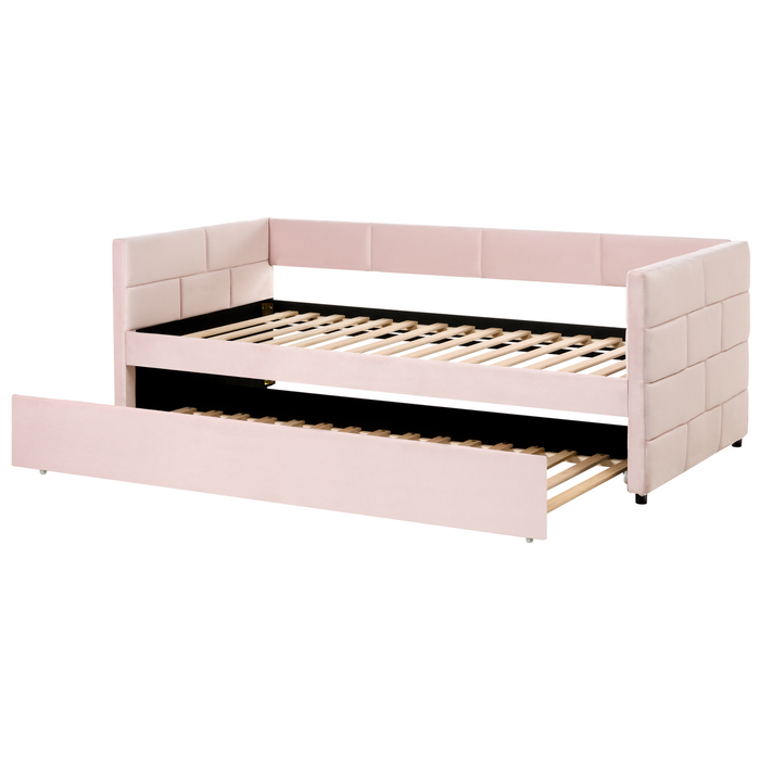 Beliani - CHAVONNE - Onderschuifbed - Roze - 90 x 200 cm - Fluweel