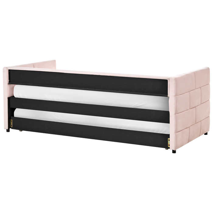 Beliani - CHAVONNE - Onderschuifbed - Roze - 90 x 200 cm - Fluweel