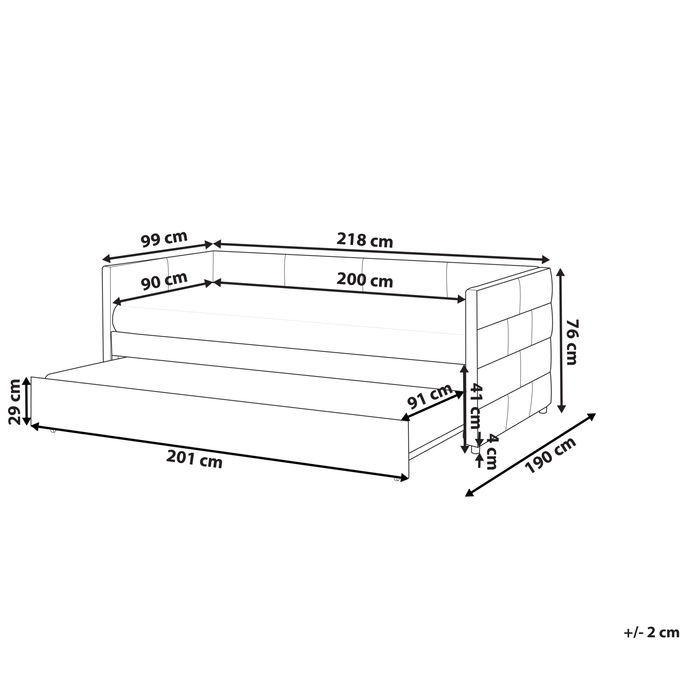 Beliani - CHAVONNE - Onderschuifbed - Roze - 90 x 200 cm - Fluweel