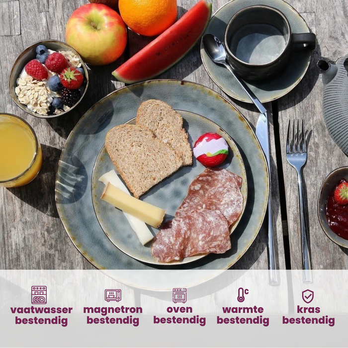 Cosy & Trendy Serviesset Organic Laguna Blue Grey 12-Delig