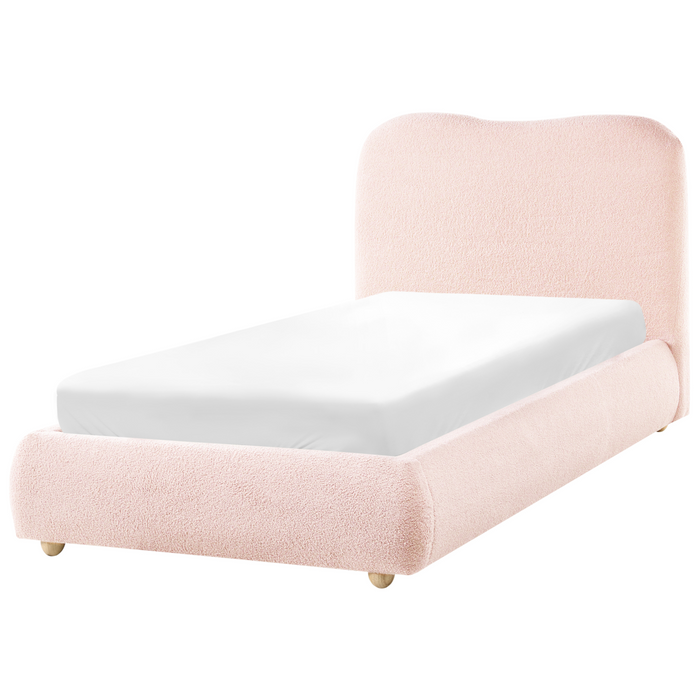 Beliani - BLAGNAC - Bed met opbergruimte - Roze - 90 x 200 cm - Bouclé