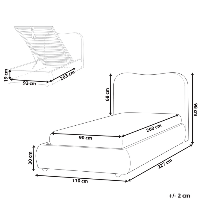 Beliani - BLAGNAC - Bed met opbergruimte - Roze - 90 x 200 cm - Bouclé
