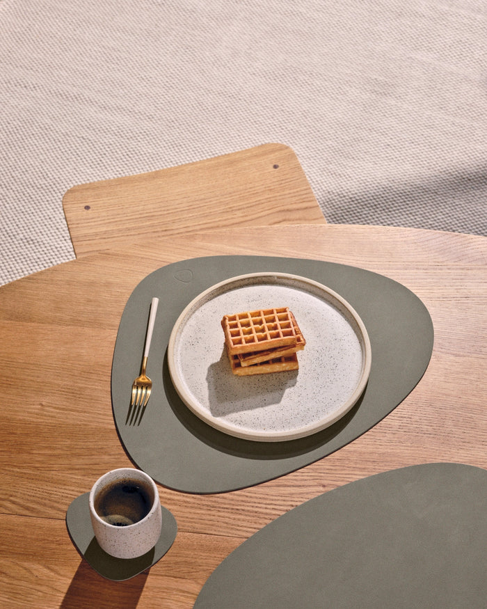 LIND DNA Onderzetters Nupo - Leer - Flint Grey - 13 x 11 cm - 4 Stuks