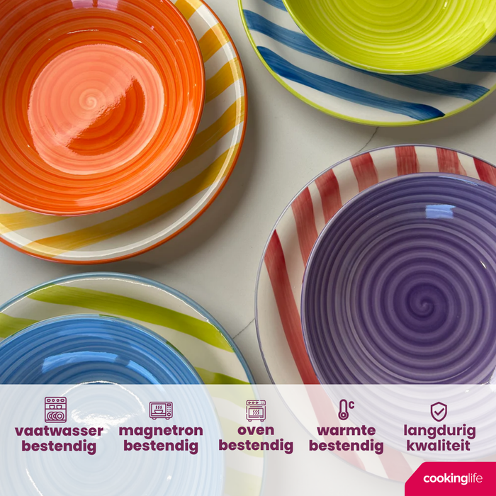 Cookinglife Diepe Borden | Pastaborden Summer Vibes ø 21 cm - 6 stuks