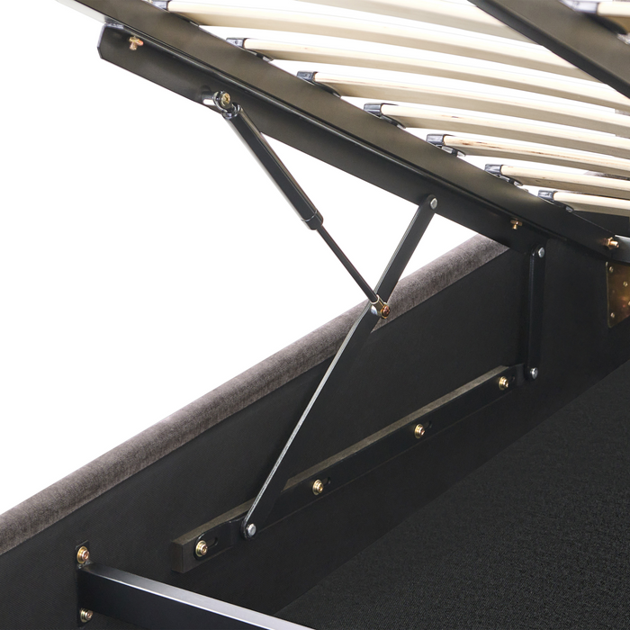 Beliani-ARBOIS-Bed met opbergruimte-Taupe-160 x 200 cm-Polyester