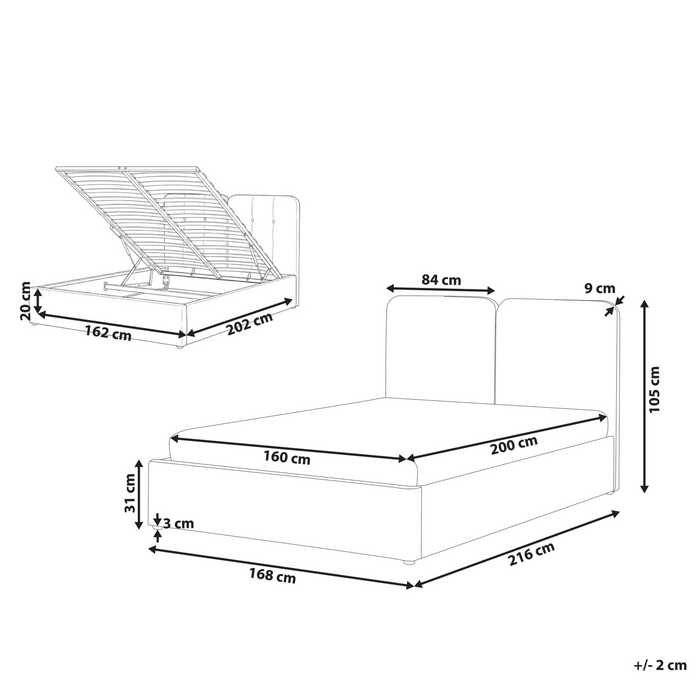 Beliani-ARBOIS-Bed met opbergruimte-Taupe-160 x 200 cm-Polyester