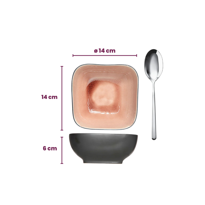 Cosy & Trendy Soepkommen | Kommen - Laguna Old Rose 14 x 14 cm - 4 Stuks