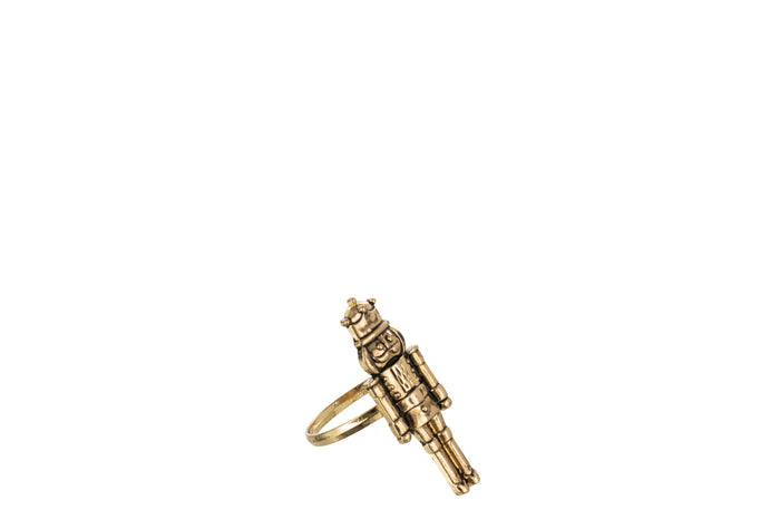 J-Line servetring Notenkraker - ijzer - goud - doos van 4