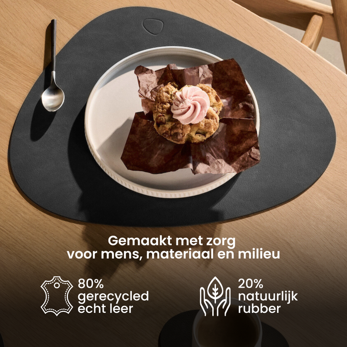 LIND DNA Onderzetters Nupo - Leer - Pastel Green - ø 10 cm - 4 Stuks