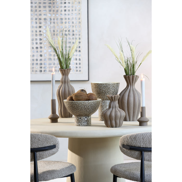 Light&living Schaal op voet Ø31,5x21 cm KAVALA keramiek crème+zwart