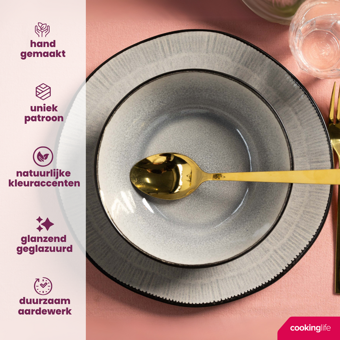 Cookinglife Serviesset Nola Warm Grey 18-delig | 6 personen