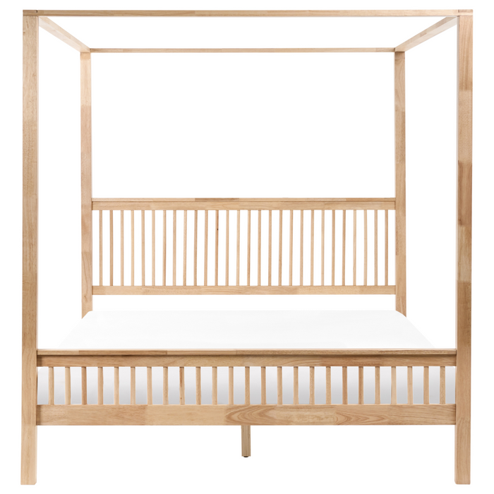 Beliani - HARFLEUR - Hemelbed - Lichtbruin - 180 x 200 cm - Rubberhout