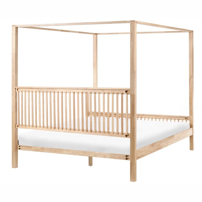 Beliani - HARFLEUR - Hemelbed - Lichtbruin - 180 x 200 cm - Rubberhout